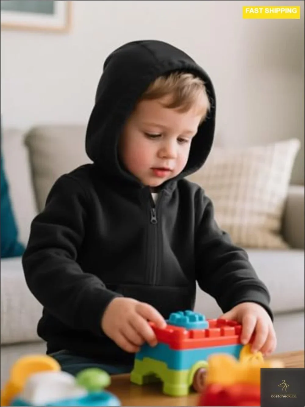 Toddler Boys Fleece Hooded Zip Up Jacket 3 Pack Long Sleeve Full Zip